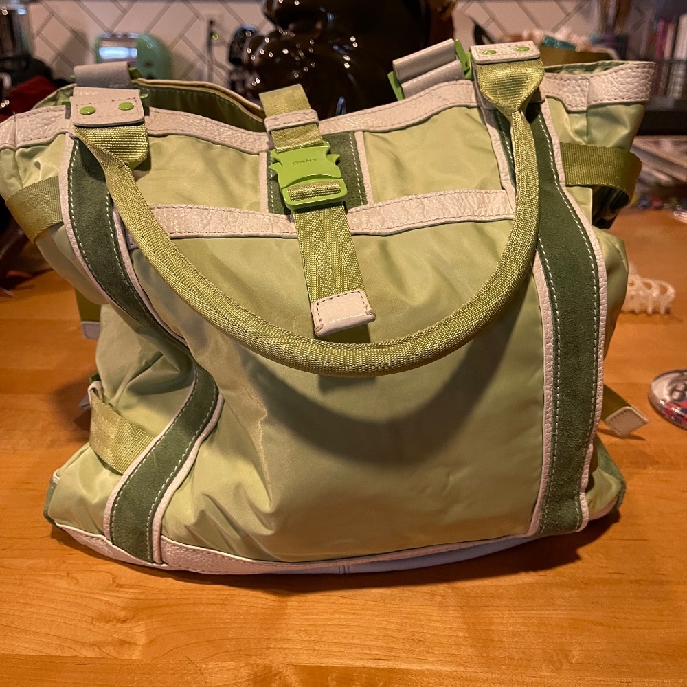 DKNY vintage leather trimmed and suede tote bag